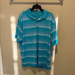 Walter Hagen Men's Teal Striped Polo Shirt XXL
